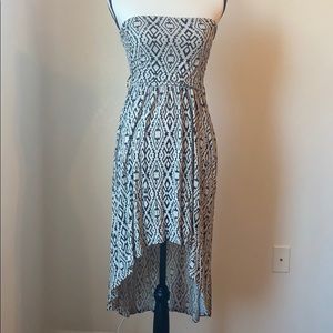 Printed high low dress strapless